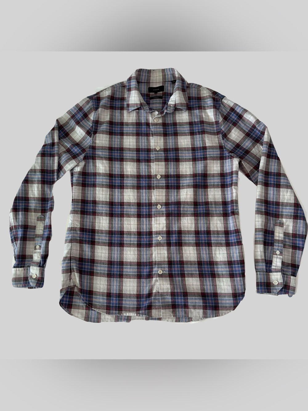 Vince‎ 100% Cotton Casual Blue Plaid Button-down Shirt Woven Size M euc